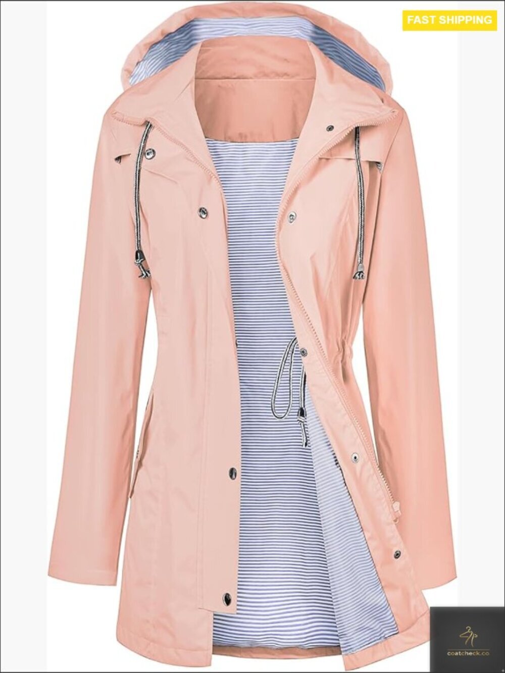 Waterproof Trench Raincoat Hooded Windbreaker Lined Lightweight Travel Jacket